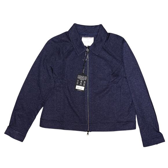 NWT Anatomie Elena Cropped Navy Blue Textured Stretch Jacket Women's XL - Picture 1 of 8
